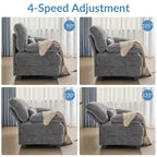 Canapé 4 places en chenille Whisen 119, canapé sectionnel et causeuse avec 2 poufs, dossier réglable, 4 coussins décoratifs