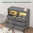 Table à langer pour bébé GustoWave avec pieds en métal, commode à 6 tiroirs, station de langer pour bébés et nourrissons