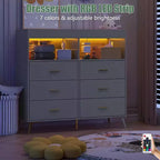 Table à langer pour bébé GustoWave avec pieds en métal, commode à 6 tiroirs, station de langer pour bébés et nourrissons