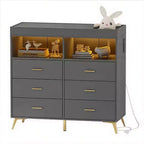Table à langer pour bébé GustoWave avec pieds en métal, commode à 6 tiroirs, station de langer pour bébés et nourrissons