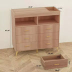 Table à langer pour bébé GustoWave avec pieds en métal, commode à 6 tiroirs, station de langer pour bébés et nourrissons
