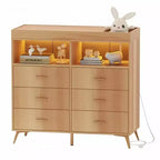 Table à langer pour bébé GustoWave avec pieds en métal, commode à 6 tiroirs, station de langer pour bébés et nourrissons