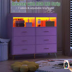 Table à langer pour bébé GustoWave avec pieds en métal, commode à 6 tiroirs, station de langer pour bébés et nourrissons