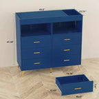 Table à langer pour bébé GustoWave avec pieds en métal, commode à 6 tiroirs, station de langer pour bébés et nourrissons