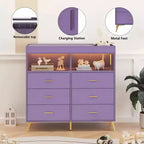 Table à langer pour bébé GustoWave avec pieds en métal, commode à 6 tiroirs, station de langer pour bébés et nourrissons