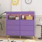 Table à langer pour bébé GustoWave avec pieds en métal, commode à 6 tiroirs, station de langer pour bébés et nourrissons