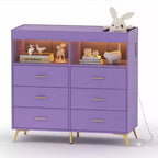 Table à langer pour bébé GustoWave avec pieds en métal, commode à 6 tiroirs, station de langer pour bébés et nourrissons