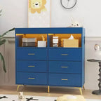 Table à langer pour bébé GustoWave avec pieds en métal, commode à 6 tiroirs, station de langer pour bébés et nourrissons
