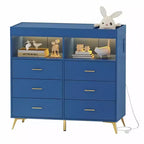 Table à langer pour bébé GustoWave avec pieds en métal, commode à 6 tiroirs, station de langer pour bébés et nourrissons