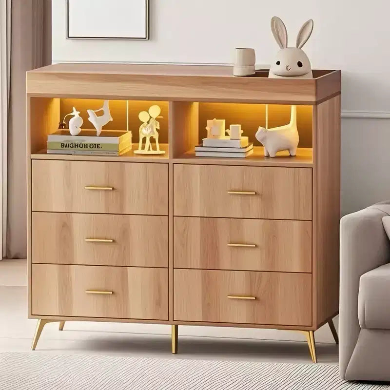 Table à langer pour bébé GustoWave avec pieds en métal, commode à 6 tiroirs, station de langer pour bébés et nourrissons
