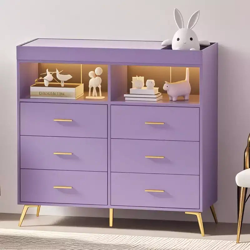 Table à langer pour bébé GustoWave avec pieds en métal, commode à 6 tiroirs, station de langer pour bébés et nourrissons