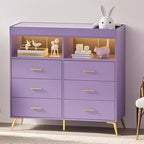 Table à langer pour bébé GustoWave avec pieds en métal, commode à 6 tiroirs, station de langer pour bébés et nourrissons