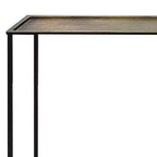 Table console et de canapé Royal Hampton 48 po, plateau en bronze antique martelé artisanal, cadre en fer noir de style industriel