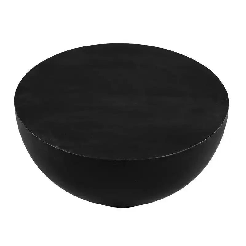 Table Basse Royal Hampton Moderne, 30 Pouces, Forme Tambour Rond, Bois de Mangue Massif