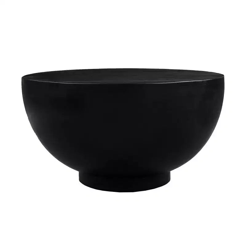 Table Basse Royal Hampton Moderne, 30 Pouces, Forme Tambour Rond, Bois de Mangue Massif