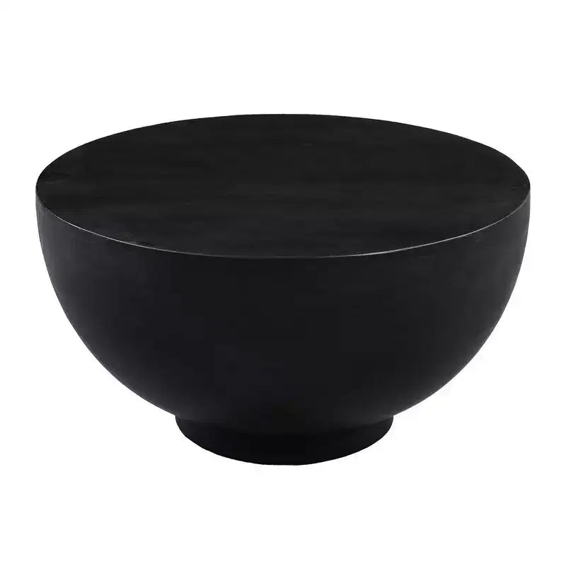 Table Basse Royal Hampton Moderne, 30 Pouces, Forme Tambour Rond, Bois de Mangue Massif