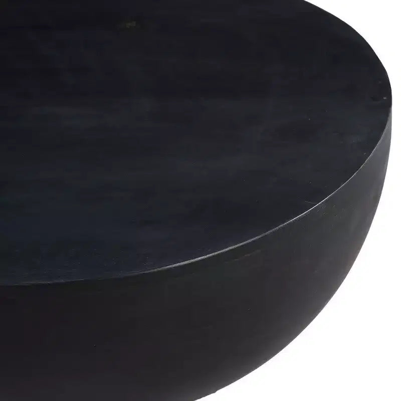 Table Basse Royal Hampton Moderne, 30 Pouces, Forme Tambour Rond, Bois de Mangue Massif