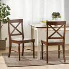 Lot de 2 chaises de salle à manger sans accoudoirs Okak en bois d'acacia de style Mid-Century avec dossier en X, chaises d'appoint de style rustique pour salle à manger, restaurant