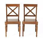 Lot de 2 chaises de salle à manger sans accoudoirs Okak en bois d'acacia de style Mid-Century avec dossier en X, chaises d'appoint de style rustique pour salle à manger, restaurant