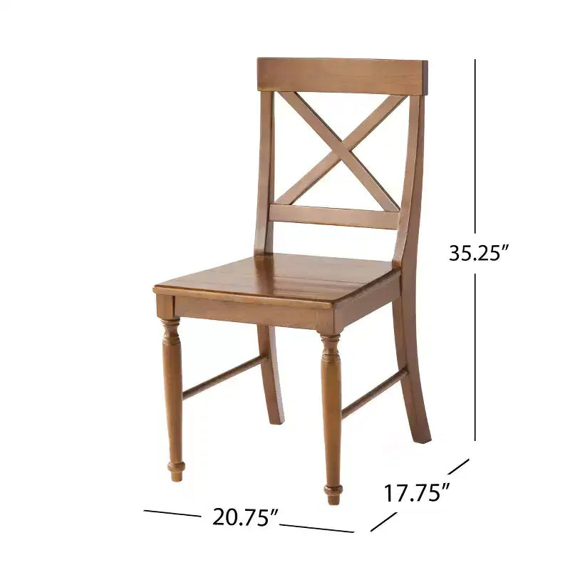 Lot de 2 chaises de salle à manger sans accoudoirs Okak en bois d'acacia de style Mid-Century avec dossier en X, chaises d'appoint de style rustique pour salle à manger, restaurant