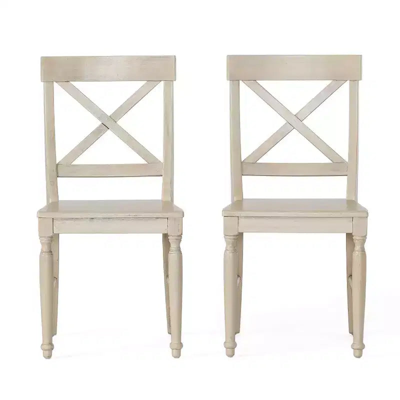 Lot de 2 chaises de salle à manger sans accoudoirs Okak en bois d'acacia de style Mid-Century avec dossier en X, chaises d'appoint de style rustique pour salle à manger, restaurant