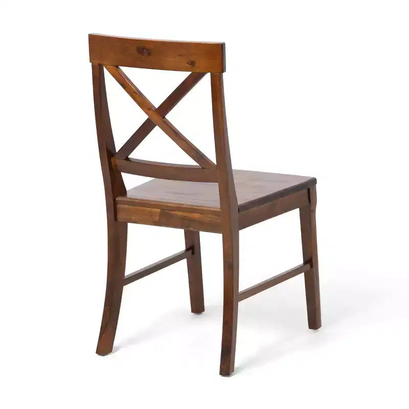 Lot de 2 chaises de salle à manger sans accoudoirs Okak en bois d'acacia de style Mid-Century avec dossier en X, chaises d'appoint de style rustique pour salle à manger, restaurant
