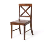 Lot de 2 chaises de salle à manger sans accoudoirs Okak en bois d'acacia de style Mid-Century avec dossier en X, chaises d'appoint de style rustique pour salle à manger, restaurant