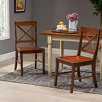 Lot de 2 chaises de salle à manger sans accoudoirs Okak en bois d'acacia de style Mid-Century avec dossier en X, chaises d'appoint de style rustique pour salle à manger, restaurant