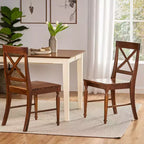 Lot de 2 chaises de salle à manger sans accoudoirs Okak en bois d'acacia de style Mid-Century avec dossier en X, chaises d'appoint de style rustique pour salle à manger, restaurant