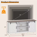 Meuble TV de style ferme pour téléviseur de 75 pouces, meuble de divertissement en bois avec rangement et portes de grange, console TV avec étagère réglable