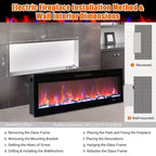 Cheminée électrique CuisinSmart 60 pouces, insert de cheminée encastrable avec télécommande, 12 couleurs de flamme, 1500 W, 5120 BTU, écran tactile et contrôle via application