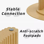 PexFix 52 Table à manger ronde moderne avec pieds colonnes rayés Table de cuisine en bois massif Patins anti-rayures pour salle à manger et bar de cuisine en naturel