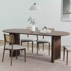 PexFix 67 Table de salle à manger ovale en bois de style ferme pour 4 à 6 personnes, avec plateau à bord arqué et base incurvée, pour salon/salle à manger, en noyer