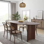 PexFix 67 Table de salle à manger ovale en bois de style ferme pour 4 à 6 personnes, avec plateau à bord arqué et base incurvée, pour salon/salle à manger, en noyer
