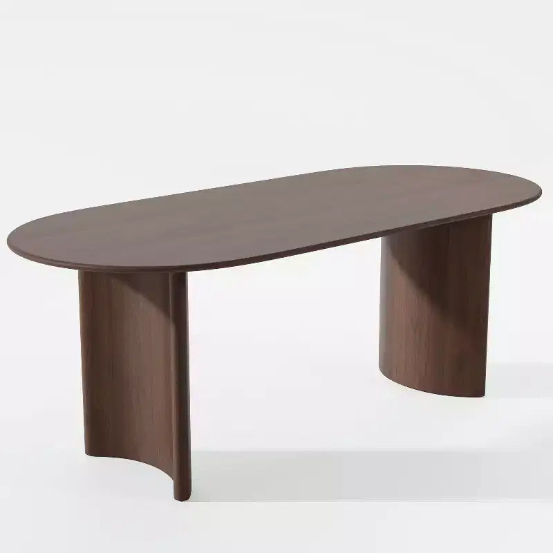 PexFix 67 Table de salle à manger ovale en bois de style ferme pour 4 à 6 personnes, avec plateau à bord arqué et base incurvée, pour salon/salle à manger, en noyer