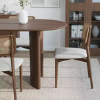 PexFix 67 Table de salle à manger ovale en bois de style ferme pour 4 à 6 personnes, avec plateau à bord arqué et base incurvée, pour salon/salle à manger, en noyer
