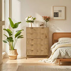 Commode moderne, commode à tiroirs à motif ondulé, commode à cinq tiroirs rainurés, adaptée aux chambres, aux salons et aux couloirs.