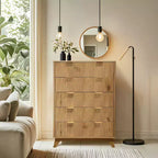 Commode moderne, commode à tiroirs à motif ondulé, commode à cinq tiroirs rainurés, adaptée aux chambres, aux salons et aux couloirs.