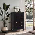 Commode moderne, commode à tiroirs à motif ondulé, commode à cinq tiroirs rainurés, adaptée aux chambres, aux salons et aux couloirs.