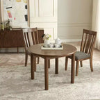Round Dining Table for 4, Farmhouse Kitchen Table, Wooden Circle Dinner Room Table