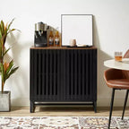 Meuble de rangement cannelé, buffet avec étagères réglables, console avec crédence de rangement