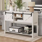 Heynemo Console Table avec étagère de rangement et porte coulissante style grange, Table d'entrée de ferme avec rangement, Console étroite et longue de 46 pouces, Tables console