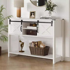 Heynemo Console Table avec étagère de rangement et porte coulissante style grange, Table d'entrée de ferme avec rangement, Console étroite et longue de 46 pouces, Tables console