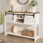 Heynemo Console Table avec étagère de rangement et porte coulissante style grange, Table d'entrée de ferme avec rangement, Console étroite et longue de 46 pouces, Tables console