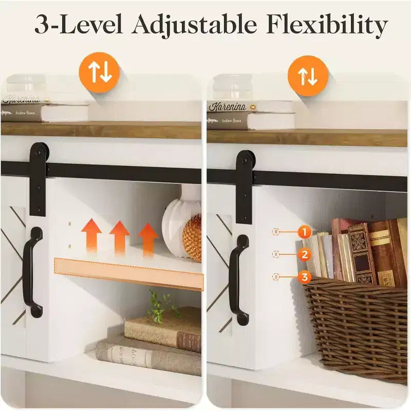 Heynemo Console Table avec étagère de rangement et porte coulissante style grange, Table d'entrée de ferme avec rangement, Console étroite et longue de 46 pouces, Tables console
