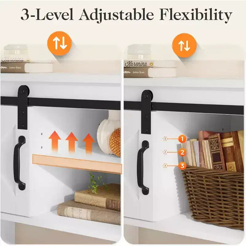 Heynemo Console Table avec étagère de rangement et porte coulissante style grange, Table d'entrée de ferme avec rangement, Console étroite et longue de 46 pouces, Tables console