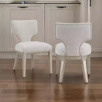Royal Hampton 21 Inch Side Dining Chair Set of 2, Curved Backrest, Champagne Linen