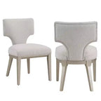 Royal Hampton Ensemble de 2 chaises de salle à manger d'appoint de 21 pouces, dossier incurvé, lin couleur champagne