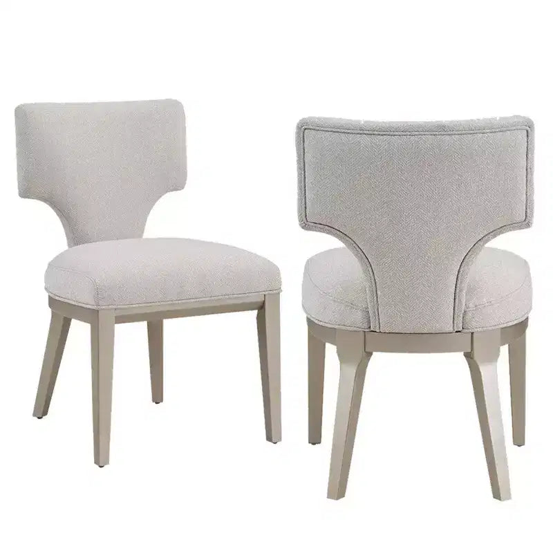 Royal Hampton Ensemble de 2 chaises de salle à manger d'appoint de 21 pouces, dossier incurvé, lin couleur champagne