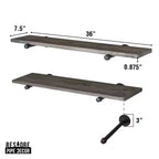 Étagères noires RESTORE Boulder de 91,4 cm avec supports droits préfinis Noir par Pipe Decor